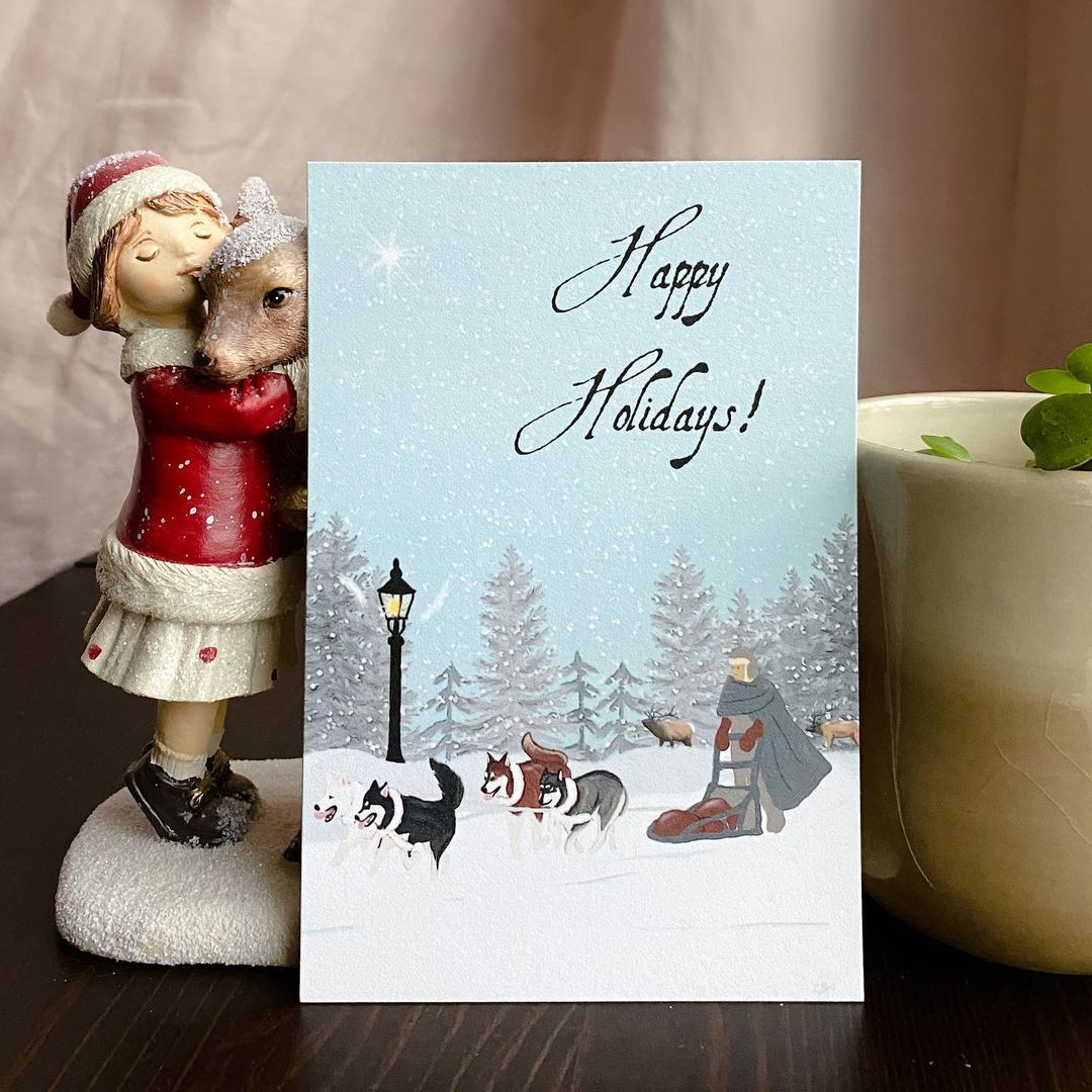 🐕🛷Did you know the delivery of Vaccines to save the people of Nome, AK in 1925 was done by a team of 20 mushers and 150 dogs?🥰🎄Happy Holidays mushing cards! Just one set available for purchase. 💝<a target='_blank' href='https://www.instagram.com/explore/tags/mushing/'>#mushing</a>
.
.
.
<a target='_blank' href='https://www.instagram.com/explore/tags/happyholidays/'>#happyholidays</a> <a target='_blank' href='https://www.instagram.com/explore/tags/pawlidays/'>#pawlidays</a> <a target='_blank' href='https://www.instagram.com/explore/tags/howlidays/'>#howlidays</a> <a target='_blank' href='https://www.instagram.com/explore/tags/countdowntochristmas/'>#countdowntochristmas</a> <a target='_blank' href='https://www.instagram.com/explore/tags/itsthemostwonderfultimeoftheyear/'>#itsthemostwonderfultimeoftheyear</a> <a target='_blank' href='https://www.instagram.com/explore/tags/holidayseason/'>#holidayseason</a> <a target='_blank' href='https://www.instagram.com/explore/tags/holidaydecor/'>#holidaydecor</a> <a target='_blank' href='https://www.instagram.com/explore/tags/holidayshopping/'>#holidayshopping</a> <a target='_blank' href='https://www.instagram.com/explore/tags/dogmomlife/'>#dogmomlife</a> <a target='_blank' href='https://www.instagram.com/explore/tags/dogsofinstagram/'>#dogsofinstagram</a> <a target='_blank' href='https://www.instagram.com/explore/tags/huskies/'>#huskies</a><a target='_blank' href='https://www.instagram.com/explore/tags/huskylife/'>#huskylife</a> <a target='_blank' href='https://www.instagram.com/explore/tags/musherlife/'>#musherlife</a> <a target='_blank' href='https://www.instagram.com/explore/tags/sleddog/'>#sleddog</a> <a target='_blank' href='https://www.instagram.com/explore/tags/vaccinedelivery/'>#vaccinedelivery</a> <a target='_blank' href='https://www.instagram.com/explore/tags/serumrun/'>#serumrun</a>