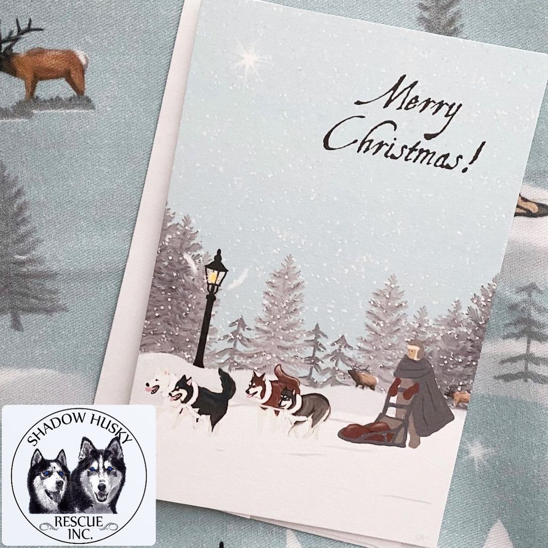🎄Last chance to support @shadowhuskyrescue with your greeting card purchase!💝🖼These cards are available to raise funds for @shadowhuskyrescue in <a target='_blank' href='https://www.instagram.com/explore/tags/California/'>#California</a> 💜until Dec 18! 🎊💌 I will also have just one set with <a target='_blank' href='https://www.instagram.com/explore/tags/HappyHolidays/'>#HappyHolidays</a> . DM me if you like to order that. <a target='_blank' href='https://www.instagram.com/explore/tags/tistheseason/'>#tistheseason</a>
.
.
.
<a target='_blank' href='https://www.instagram.com/explore/tags/huskylife/'>#huskylife</a> <a target='_blank' href='https://www.instagram.com/explore/tags/malamutesofinstagram/'>#malamutesofinstagram</a> <a target='_blank' href='https://www.instagram.com/explore/tags/alaskanhuskies/'>#alaskanhuskies</a> <a target='_blank' href='https://www.instagram.com/explore/tags/sleddog/'>#sleddog</a> <a target='_blank' href='https://www.instagram.com/explore/tags/mushinglife/'>#mushinglife</a> <a target='_blank' href='https://www.instagram.com/explore/tags/sledding/'>#sledding</a> <a target='_blank' href='https://www.instagram.com/explore/tags/mushing/'>#mushing</a> <a target='_blank' href='https://www.instagram.com/explore/tags/sleddingfun/'>#sleddingfun</a> <a target='_blank' href='https://www.instagram.com/explore/tags/musherlife/'>#musherlife</a> <a target='_blank' href='https://www.instagram.com/explore/tags/countdowntochristmas/'>#countdowntochristmas</a> <a target='_blank' href='https://www.instagram.com/explore/tags/countryliving/'>#countryliving</a> <a target='_blank' href='https://www.instagram.com/explore/tags/rescuedogsofinstagram/'>#rescuedogsofinstagram</a>