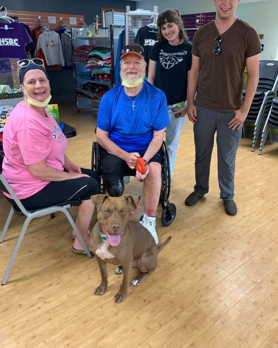 From foster to forever! Happy tails Douglas! Pictured with his foster family and his forever family! ❤️