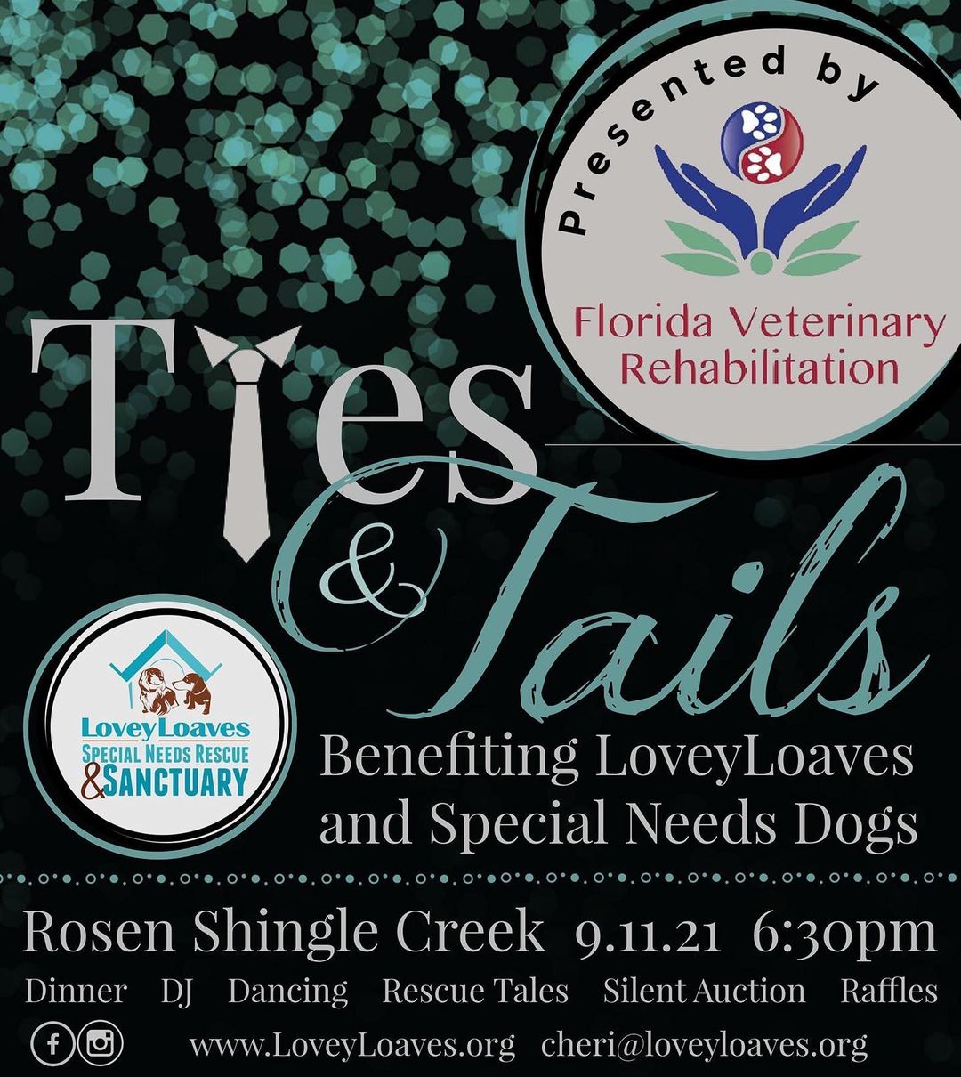 Ties & Tails is next Saturday night! Discounted advance purchase ticket sales ends at 11:30pm EST this Wednesday, September 8th so be sure to get your tickets. This is our biggest event; an evening at @rosenshinglecreek including dinner, live music and dancing, raffles, silent art auction, close-up magic... tons of fun stuff so we hope everyone will join us to support special needs dogs. Get your tickets at the link in our bio. <a target='_blank' href='https://www.instagram.com/explore/tags/lltiestails2021/'>#lltiestails2021</a> <a target='_blank' href='https://www.instagram.com/explore/tags/loveyloaves/'>#loveyloaves</a> <a target='_blank' href='https://www.instagram.com/explore/tags/specialneedsdog/'>#specialneedsdog</a> <a target='_blank' href='https://www.instagram.com/explore/tags/supportrescue/'>#supportrescue</a> <a target='_blank' href='https://www.instagram.com/explore/tags/centralflorida/'>#centralflorida</a> <a target='_blank' href='https://www.instagram.com/explore/tags/centralfloridaevents/'>#centralfloridaevents</a> <a target='_blank' href='https://www.instagram.com/explore/tags/ucf/'>#ucf</a> <a target='_blank' href='https://www.instagram.com/explore/tags/rollinscollege/'>#rollinscollege</a> <a target='_blank' href='https://www.instagram.com/explore/tags/fullsailuniversity/'>#fullsailuniversity</a> <a target='_blank' href='https://www.instagram.com/explore/tags/orlandoevents/'>#orlandoevents</a>