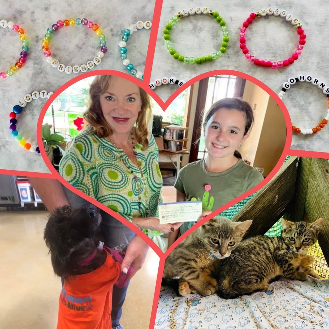 Beaumont Pets Alive is the proud recipient of a donation totaling $385, from one of our youngest donors and Beaumont entrepreneur, Margo Weaver.
.
Margo has been making and selling bead bracelets to raise money for BPA over the summer. Not only did she present us with a check, but she also ordered some much-needed items from our Amazon Wishlist!
.
Margo, you're a real PAW HERO and inspiration! THANK YOU for your hard work, generosity, and commitment to saving the abused, abandoned, and homeless animals in our community.

.
Erin Weaver