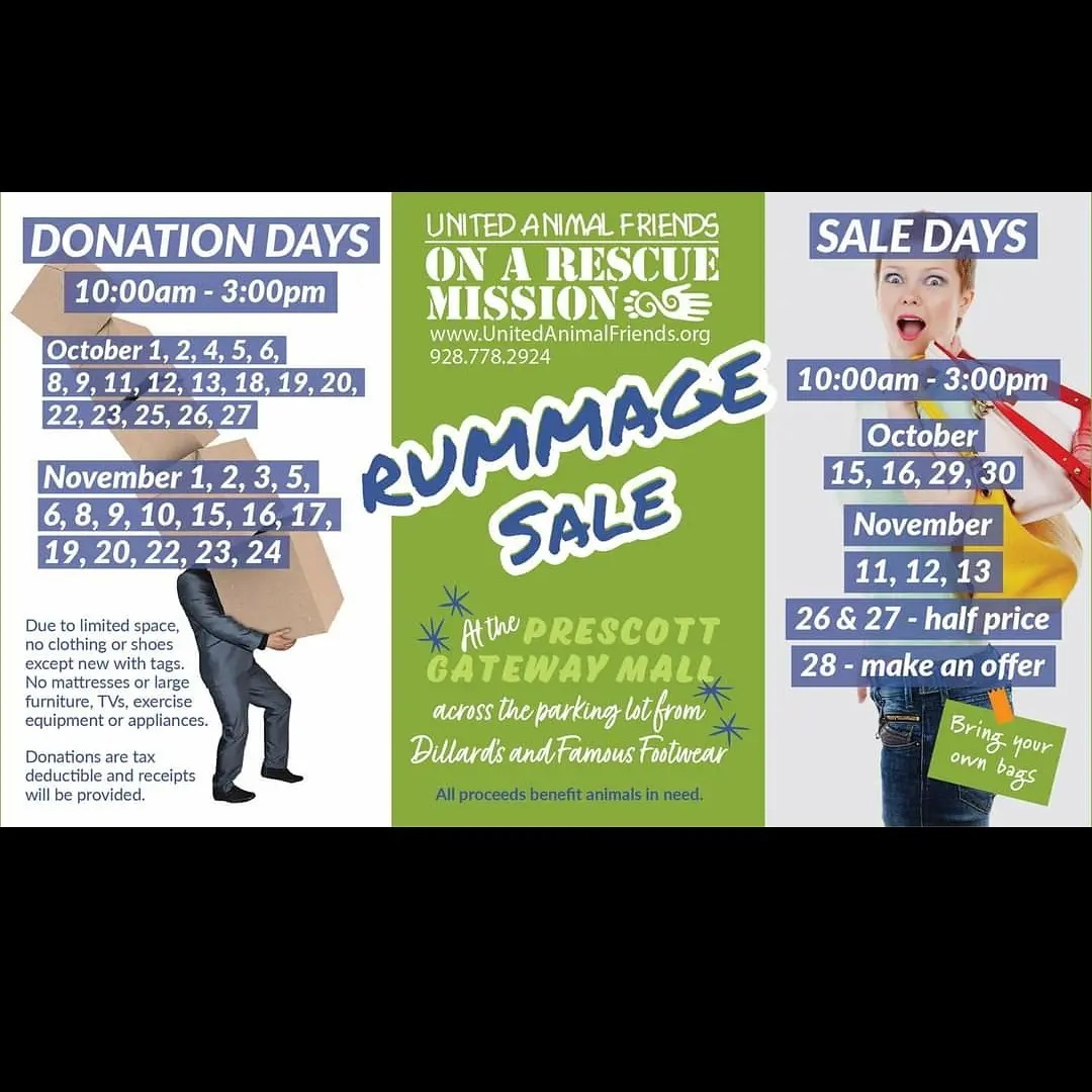 UAF's RUMMAGE SALE is happening! Lots of info on the flyer and our Facebook page!