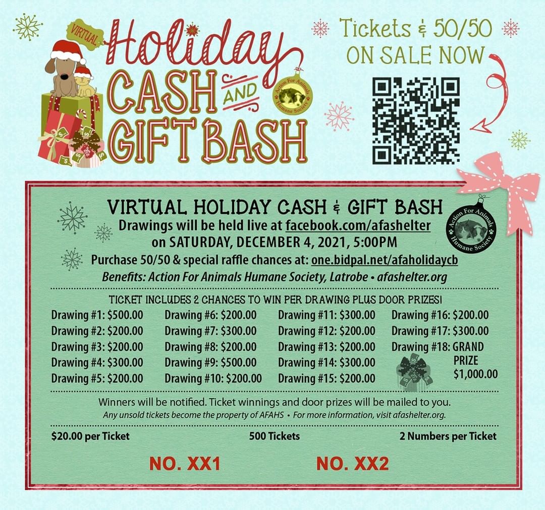 Tickets are on sale for our Virtual Holiday Cash and Gift Bash! 50/50 is also open. The basket raffle and special tip boards will be available on November 1 🎁