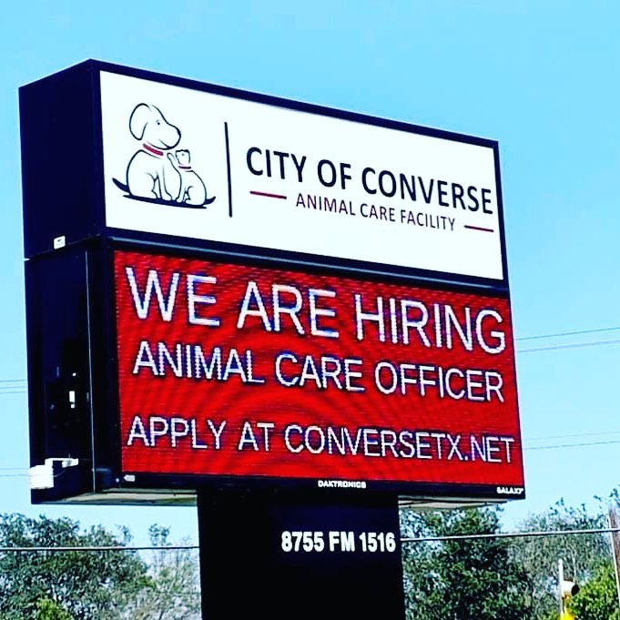 The last day to apply is Friday, October 1st! 

WE ARE HIRING for an Animal Care Officer! We are an all-in-one department where ACOs work service calls as well as assist within the Animal Care Facility located at 8755 FM 1516. If you are interested click the link below to view and apply for the position. 
https://www.conversetx.net/286/Employment-Opportunities