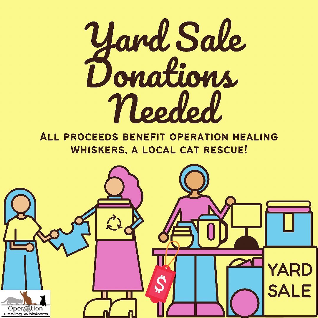 Heya guys!  It’s that time again, and we are back asking for donations for our upcoming yard sale!  We’ve had some very sick kitties lately and need to work on our vet bill!  ALL proceeds will go directly towards vet care.  If you’d like to make a donation of items, please let us know!  They can be dropped off at 244 Mossy Oak Circle in Raeford. Just shoot us a message to let us know that you’re coming. 

As always, thank you for supporting us on our mission to save the kitties and the humans that need them!  We love and appreciate you!

<a target='_blank' href='https://www.instagram.com/explore/tags/yardsale/'>#yardsale</a> <a target='_blank' href='https://www.instagram.com/explore/tags/donate/'>#donate</a> <a target='_blank' href='https://www.instagram.com/explore/tags/fayettevillenc/'>#fayettevillenc</a> <a target='_blank' href='https://www.instagram.com/explore/tags/fortbraggnc/'>#fortbraggnc</a> <a target='_blank' href='https://www.instagram.com/explore/tags/hopemillsnc/'>#hopemillsnc</a> <a target='_blank' href='https://www.instagram.com/explore/tags/raefordnc/'>#raefordnc</a>