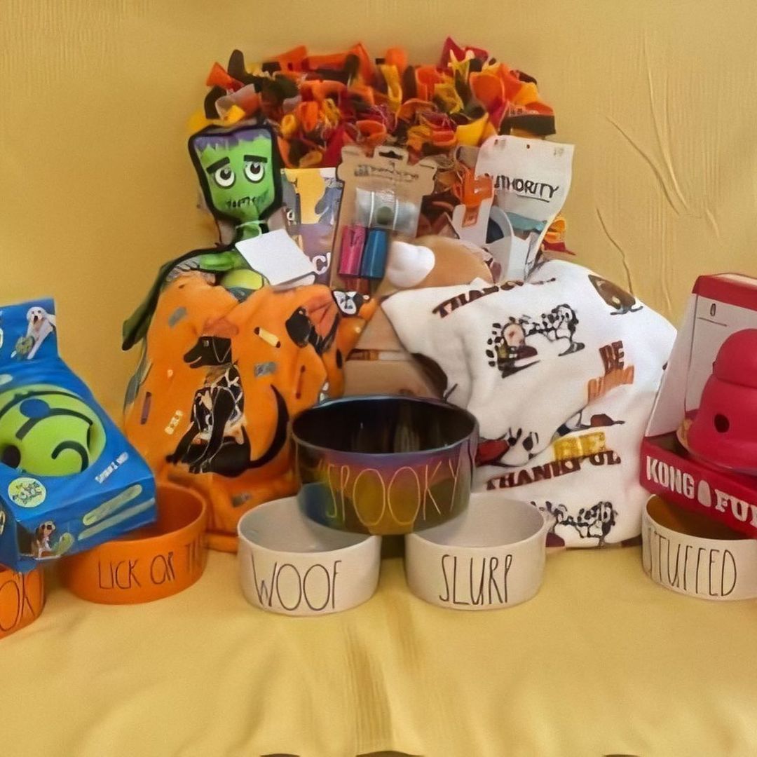 LAST CHANCE TO ENTER THE RAFFLE 🚨 
Link in bio!

We have been graciously donated this gift basket by a previous foster/adopter! 

This basket includes:
7 various Rae Dunn Pet bowls
Kong dog toy fun pack
2 Fall/Halloween theme blankets
Wobble dog toy
Dog Treats
Doggie waste bags with carrier
Snuffle Mat
Other dog items! 
Over a $300 value!!! 

We can ship !!
