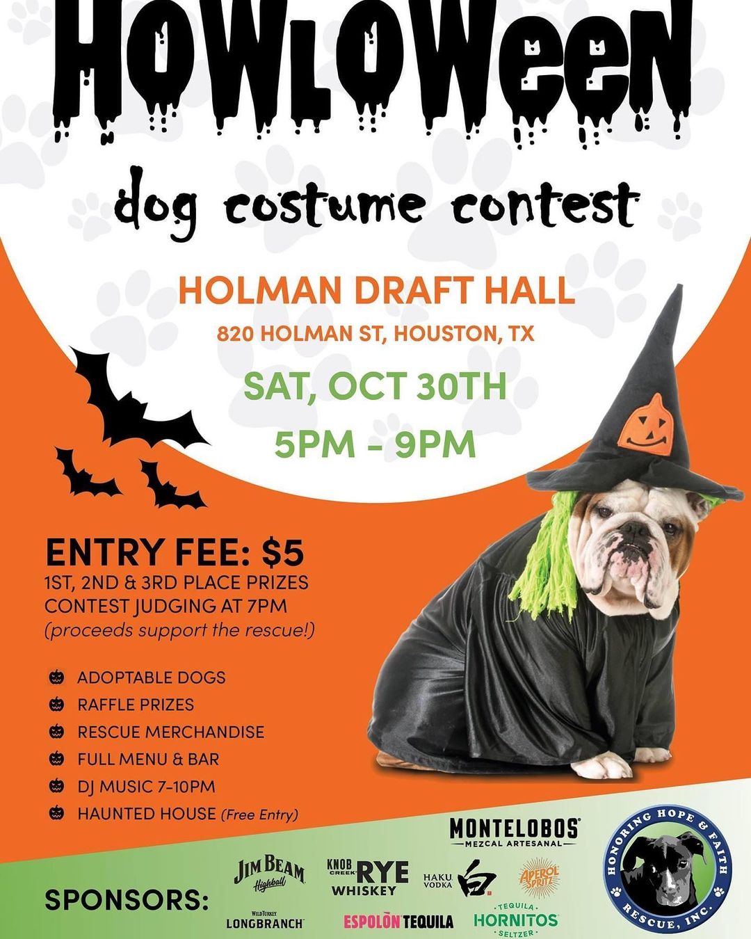 Bring your pups out to @holmandrafthall_htx for our Howloween dog costume contest and adoption event! Entry is $5 and we will have prizes for 1st, 2nd and 3rd place. We will also have 5 awesome raffle prizes! You don’t have to be present to win, so get your tickets now! All proceeds help the rescue pay vet and medical expenses so we can continue to rescue more dogs. 

In addition to the contest we will have:
- Adoptable Dogs
- Rescue Merchandise
- Raffle Prizes (tickets are $5 each or 5 for $20)
- Full Menu & Bar
- DJ Music 7-10pm
- Haunted House (free entry) 

<a target='_blank' href='https://www.instagram.com/explore/tags/hhfr/'>#hhfr</a> <a target='_blank' href='https://www.instagram.com/explore/tags/fundraiser/'>#fundraiser</a> <a target='_blank' href='https://www.instagram.com/explore/tags/howloween/'>#howloween</a> <a target='_blank' href='https://www.instagram.com/explore/tags/adoptionevent/'>#adoptionevent</a> <a target='_blank' href='https://www.instagram.com/explore/tags/dogcostumecontest/'>#dogcostumecontest</a> <a target='_blank' href='https://www.instagram.com/explore/tags/halloween/'>#halloween</a> <a target='_blank' href='https://www.instagram.com/explore/tags/Houston/'>#Houston</a> <a target='_blank' href='https://www.instagram.com/explore/tags/dogfriendlybar/'>#dogfriendlybar</a> <a target='_blank' href='https://www.instagram.com/explore/tags/hauntedhouse/'>#hauntedhouse</a> <a target='_blank' href='https://www.instagram.com/explore/tags/adoptdontshop/'>#adoptdontshop</a> <a target='_blank' href='https://www.instagram.com/explore/tags/supportrescue/'>#supportrescue</a>