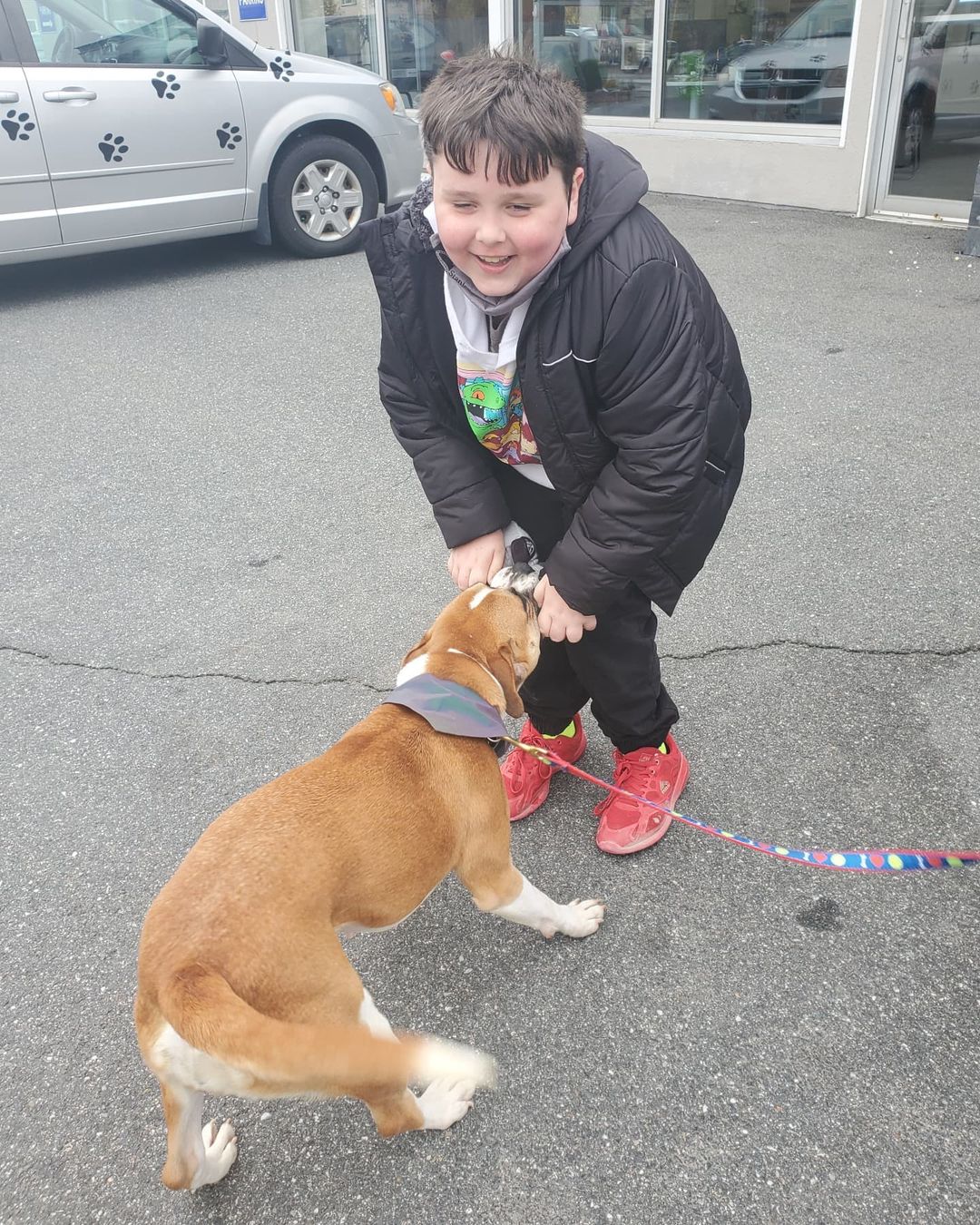 Famous Seamus is getting a workout with Sage at our Pittie Party. Come while the popcorn and cider and baked goods are fresh!