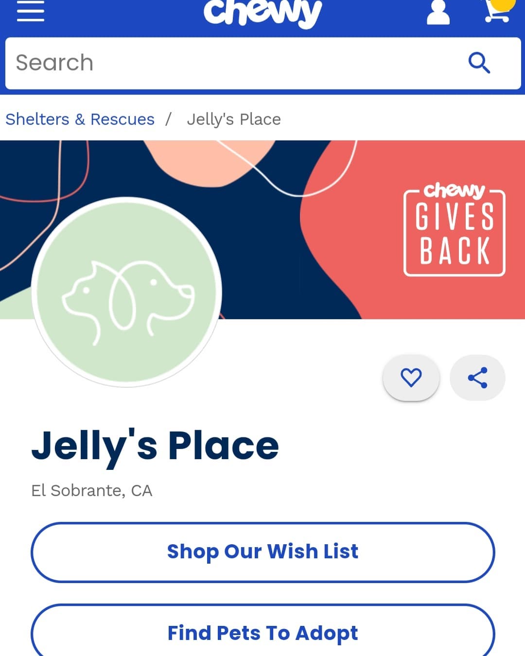 Did you know you can support Jelly's Place through Chewy.com? Visit our Chewy page at 
https://www.chewy.com/g/jellys-place_b89366648.

We have a wish list and adoptable pets so you can find your new best friend. 

<a target='_blank' href='https://www.instagram.com/explore/tags/supportjellysplace/'>#supportjellysplace</a> <a target='_blank' href='https://www.instagram.com/explore/tags/animalrescue/'>#animalrescue</a> <a target='_blank' href='https://www.instagram.com/explore/tags/rescuelife/'>#rescuelife</a> <a target='_blank' href='https://www.instagram.com/explore/tags/nokillshelter/'>#nokillshelter</a> <a target='_blank' href='https://www.instagram.com/explore/tags/jellysplace/'>#jellysplace</a>