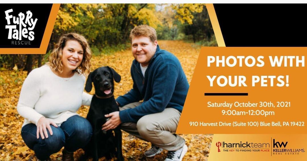 Our friends at The Harnick Team & Keller Williams Real Estate have ever so kindly invited our volunteers and dogs to their event. A professional photographer will be available to take fall family photos with you and your pets. You must register for a time slot if you wish to have photos taken. Please use the link below to register. 

Register for photos here: https://mailchi.mp/c5951c22235a/untitled-page?utm_campaign=Pet+Photos+Landing+Page

Address: 910 Harvest Drive (Suite 100), Blue Bell, PA 19422 

Time: 9:00am-12:00pm

** Event will be weather dependent. An announcement will be made if there is to be a delay or cancelation **

.
.
.
.
.
<a target='_blank' href='https://www.instagram.com/explore/tags/fall/'>#fall</a> <a target='_blank' href='https://www.instagram.com/explore/tags/family/'>#family</a> <a target='_blank' href='https://www.instagram.com/explore/tags/photos/'>#photos</a> <a target='_blank' href='https://www.instagram.com/explore/tags/familyphotos/'>#familyphotos</a> <a target='_blank' href='https://www.instagram.com/explore/tags/petphotos/'>#petphotos</a> <a target='_blank' href='https://www.instagram.com/explore/tags/thisweekend/'>#thisweekend</a> <a target='_blank' href='https://www.instagram.com/explore/tags/halloween/'>#halloween</a> <a target='_blank' href='https://www.instagram.com/explore/tags/spooky/'>#spooky</a> <a target='_blank' href='https://www.instagram.com/explore/tags/furrytalesanimalrescue/'>#furrytalesanimalrescue</a> <a target='_blank' href='https://www.instagram.com/explore/tags/event/'>#event</a> <a target='_blank' href='https://www.instagram.com/explore/tags/rescuedogs/'>#rescuedogs</a> <a target='_blank' href='https://www.instagram.com/explore/tags/rescuesofinsta/'>#rescuesofinsta</a> <a target='_blank' href='https://www.instagram.com/explore/tags/dogsofinstagram/'>#dogsofinstagram</a> <a target='_blank' href='https://www.instagram.com/explore/tags/nonprofit/'>#nonprofit</a> <a target='_blank' href='https://www.instagram.com/explore/tags/invited/'>#invited</a> <a target='_blank' href='https://www.instagram.com/explore/tags/kellerwilliams/'>#kellerwilliams</a> <a target='_blank' href='https://www.instagram.com/explore/tags/theharnickteam/'>#theharnickteam</a>