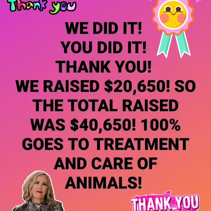 We did it! 🥳🥳🥳Thank you to everyone that pitched in and donated! We reached our $20,000 goal and it was matched! Total raised was $40,650! 100% goes to treating and caring for animals in need. Thank you so much! We really needed this fundraiser to be successful and you all made it happen! 🙏