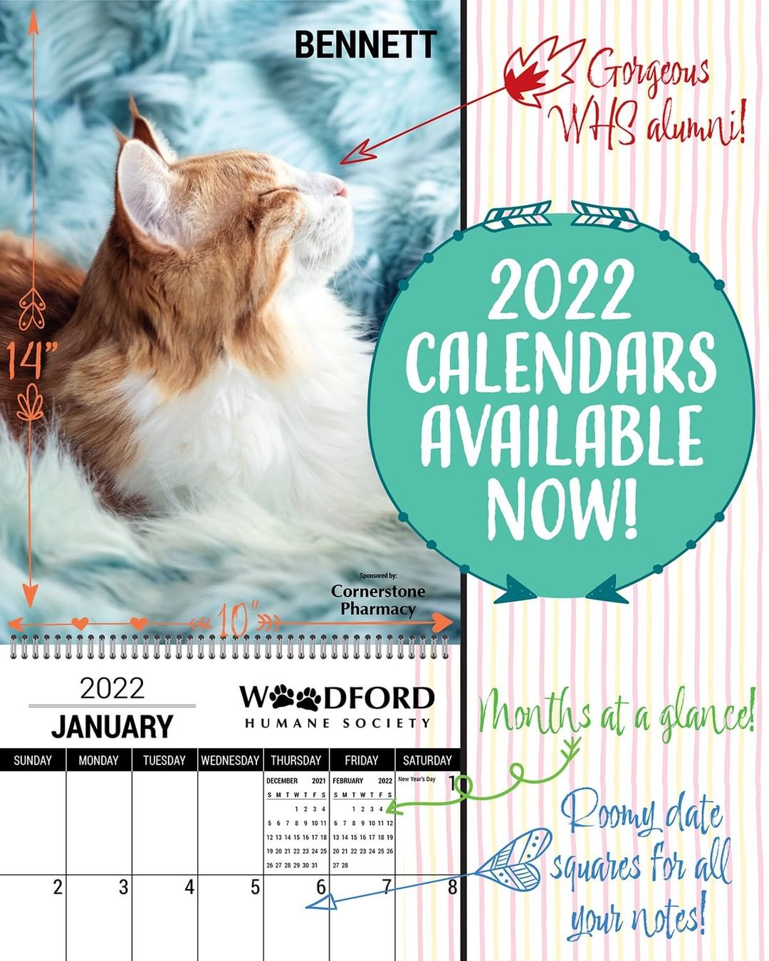 And, guess what else has suddenly appeared in our store...that's right! It's a truly gorgeous, seriously the prettiest ever, dreamy-funny-cute 2022 Calendar!!! 

These make great gifts, as well as great inspo for a pawsitive-vibes-only 2022. They're big, sturdy, and absolutely stunning (seriously, we can't mention that enough). 

Order yours today or find a retailer near you (including our Adoption Center)! They're here and ready to ship!