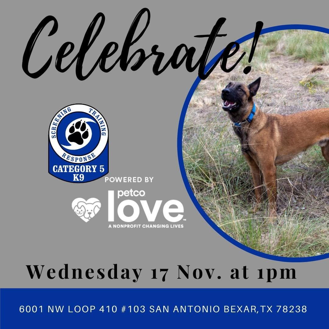 We are thrilled to be recognized by @petcolove  and their <a target='_blank' href='https://www.instagram.com/explore/tags/HelpingHeroes/'>#HelpingHeroes</a> campaign for our work with search dogs!  Stop by Petco to celebrate with us and meet some of our search dogs.

When: 17 November, 1-2pm
Where: Petco, 6001 NW LOOP 410 <a target='_blank' href='https://www.instagram.com/explore/tags/103/'>#103</a> SAN ANTONIO BEXAR,TX 78238

<a target='_blank' href='https://www.instagram.com/explore/tags/PetcoLove/'>#PetcoLove</a> <a target='_blank' href='https://www.instagram.com/explore/tags/petcolovepartner/'>#petcolovepartner</a>