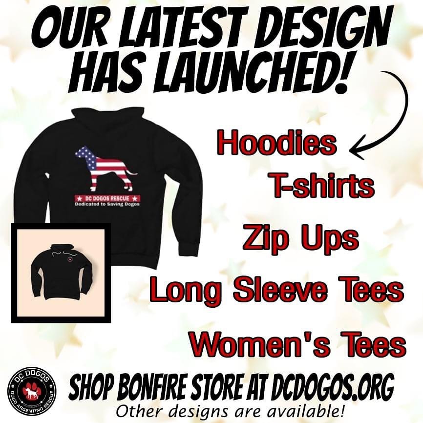 🛒 🇺🇸 New design now available! And yes, many of our previous collections are in the store as well. This fundraiser honors the 250+ dogos we have saved nationwide. All proceeds help provide funds so we can continue saving more Dogos! Shop & Share!

SHOP • www.bonfire.com/store/dcdogos-store/
<a target='_blank' href='https://www.instagram.com/explore/tags/dcdogos/'>#dcdogos</a> <a target='_blank' href='https://www.instagram.com/explore/tags/dedicatedtosavingdogos/'>#dedicatedtosavingdogos</a> <a target='_blank' href='https://www.instagram.com/explore/tags/dcdogosapparel/'>#dcdogosapparel</a> <a target='_blank' href='https://www.instagram.com/explore/tags/dcdogosfundraiser/'>#dcdogosfundraiser</a> <a target='_blank' href='https://www.instagram.com/explore/tags/dcdogostees/'>#dcdogostees</a> <a target='_blank' href='https://www.instagram.com/explore/tags/shopnow/'>#shopnow</a> <a target='_blank' href='https://www.instagram.com/explore/tags/helpsavedogos/'>#helpsavedogos</a>