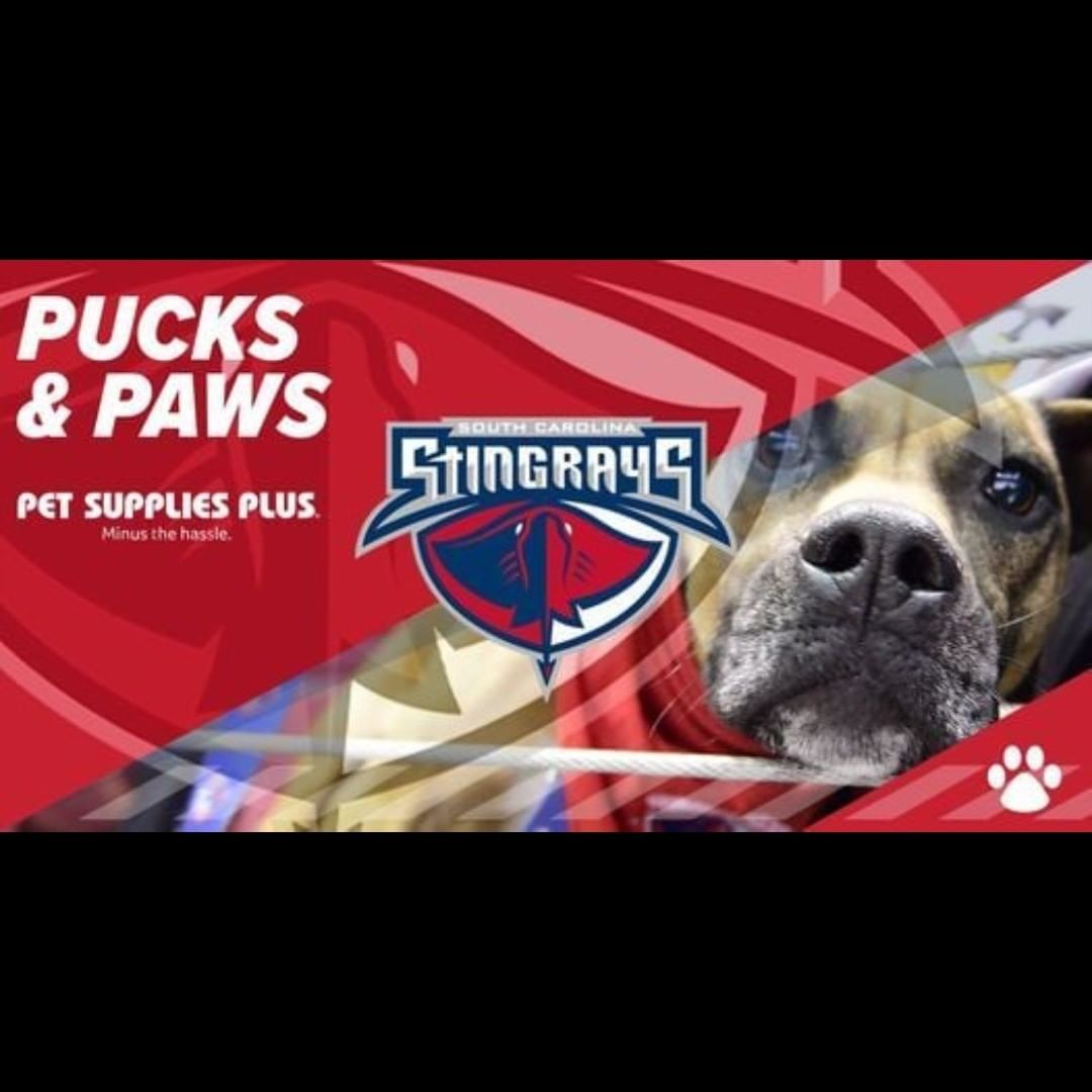 Another fun event, this time with the @scstingrayshockey 
The rescue was invited to have a table at the November 28th game which is Pucks and Paws Night! You can bring your furbabies with you to the North Charleston Coliseum for the game against Atlanta. 
Our friends from Pet Supplies Plus - Summerville, SC, have selected H.F. HELP to be the recipients of their dog food drive. 
Copy and paste the link to order your tickets. 
https://fevo.me/hfhelp