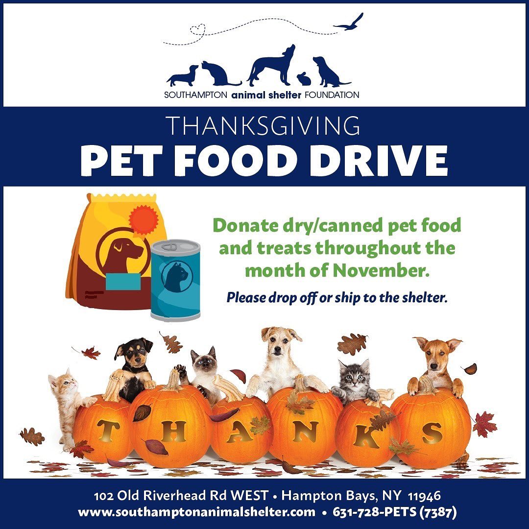 ‘Tis the Season of Giving! We’re kicking it off with a Thanksgiving Food Drive benefiting our in-house Pet Food Pantry. As the holidays approach, it is important for us to think about those less fortunate than ourselves who may need some extra help and support as the months get colder and longer. Remember that those of us who have fallen on hard times often have difficulty sourcing their four-legged friend’s next meal as well as their own.⁠
⁠
We here at SASF provide help so that everyone can succeed as responsible and caring pet owners, and so that pets can remain in their loving homes. Please consider donating dry or canned pet food either by dropping it off at the shelter, shipping it directly to us, or donating via our dedicated Pet Food Pantry Amazon Wishlist https://a.co/832fzws (link in bio).⁠
⁠
⁠
⁠
.⠀⠀⠀⠀⁠⁠
.⁠⠀⠀⠀⠀⠀⠀⠀⠀⠀⁠⁠
.⁠⠀⠀⠀⠀⠀⠀⠀⠀⠀⁠⁠
.⁠⠀⠀⠀⠀⠀⠀⠀⠀⠀⁠⁠
.⁠⠀⠀⠀⠀⠀⠀⠀⠀⠀⁠⁠
.⁠⠀⠀⠀⠀⠀⠀⠀⠀⠀⁠⁠
.⁠⠀⠀⠀⠀⠀⠀⠀⠀⠀⁠⁠
<a target='_blank' href='https://www.instagram.com/explore/tags/adoptdontshop/'>#adoptdontshop</a> <a target='_blank' href='https://www.instagram.com/explore/tags/adopt/'>#adopt</a> <a target='_blank' href='https://www.instagram.com/explore/tags/foster/'>#foster</a> <a target='_blank' href='https://www.instagram.com/explore/tags/rescue/'>#rescue</a> <a target='_blank' href='https://www.instagram.com/explore/tags/adoption/'>#adoption</a> <a target='_blank' href='https://www.instagram.com/explore/tags/happytail/'>#happytail</a> <a target='_blank' href='https://www.instagram.com/explore/tags/happytails/'>#happytails</a> <a target='_blank' href='https://www.instagram.com/explore/tags/rescuedog/'>#rescuedog</a> <a target='_blank' href='https://www.instagram.com/explore/tags/rescuedogs/'>#rescuedogs</a> <a target='_blank' href='https://www.instagram.com/explore/tags/rescuedogsofinstagram/'>#rescuedogsofinstagram</a> <a target='_blank' href='https://www.instagram.com/explore/tags/rescuedogsofli/'>#rescuedogsofli</a> <a target='_blank' href='https://www.instagram.com/explore/tags/rescuedogsoflongisland/'>#rescuedogsoflongisland</a> <a target='_blank' href='https://www.instagram.com/explore/tags/longislandrescuedogs/'>#longislandrescuedogs</a> <a target='_blank' href='https://www.instagram.com/explore/tags/rescuecat/'>#rescuecat</a> <a target='_blank' href='https://www.instagram.com/explore/tags/rescuecats/'>#rescuecats</a> <a target='_blank' href='https://www.instagram.com/explore/tags/rescuecatsoflongisland/'>#rescuecatsoflongisland</a> <a target='_blank' href='https://www.instagram.com/explore/tags/rescuecatsofinstagram/'>#rescuecatsofinstagram</a> <a target='_blank' href='https://www.instagram.com/explore/tags/meow/'>#meow</a> <a target='_blank' href='https://www.instagram.com/explore/tags/rescuepet/'>#rescuepet</a> <a target='_blank' href='https://www.instagram.com/explore/tags/rescuepets/'>#rescuepets</a> <a target='_blank' href='https://www.instagram.com/explore/tags/rescuepetsofinstagram/'>#rescuepetsofinstagram</a> <a target='_blank' href='https://www.instagram.com/explore/tags/rescuepetsoflongisland/'>#rescuepetsoflongisland</a> <a target='_blank' href='https://www.instagram.com/explore/tags/rescuepetsofli/'>#rescuepetsofli</a> <a target='_blank' href='https://www.instagram.com/explore/tags/instapet/'>#instapet</a> <a target='_blank' href='https://www.instagram.com/explore/tags/instacute/'>#instacute</a> <a target='_blank' href='https://www.instagram.com/explore/tags/instagood/'>#instagood</a> <a target='_blank' href='https://www.instagram.com/explore/tags/instadog/'>#instadog</a> <a target='_blank' href='https://www.instagram.com/explore/tags/instacat/'>#instacat</a> <a target='_blank' href='https://www.instagram.com/explore/tags/petstagram/'>#petstagram</a>