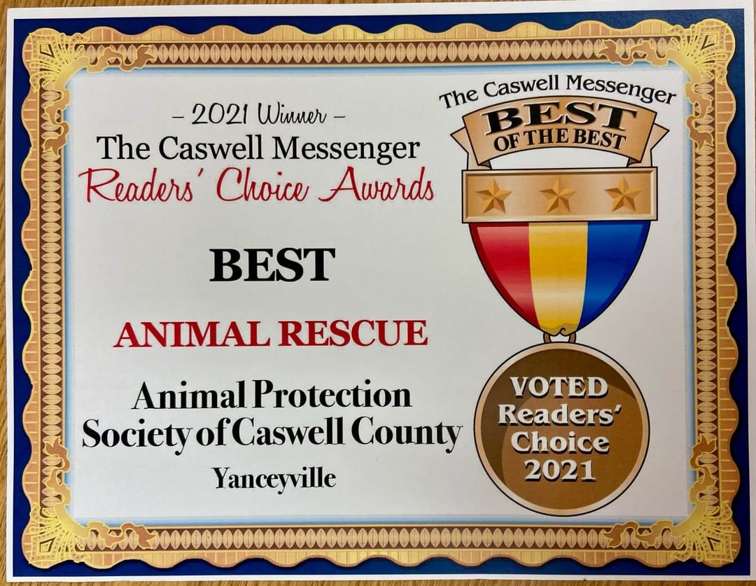 We are going to begin this Thankful Thursday by thanking all of you who voted for us.  More importantly, we want to thank our community for your support.  We work very hard to keep the animals in our area safe and healthy and we couldn't do this without you.  We are honored to be the recipient of this award.