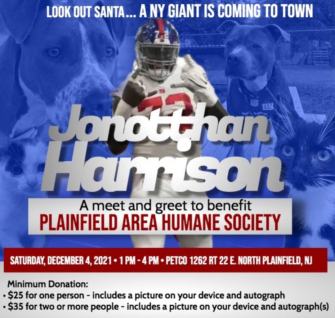 NY GIANT Jonotthan Harrison saw Rex was a Giants’ fan and is coming to help us tackle the storm. Will you? <a target='_blank' href='https://www.instagram.com/explore/tags/adoptdontshop/'>#adoptdontshop</a> <a target='_blank' href='https://www.instagram.com/explore/tags/rescueismyfavoritebreed/'>#rescueismyfavoritebreed</a> <a target='_blank' href='https://www.instagram.com/explore/tags/footballseason/'>#footballseason</a> <a target='_blank' href='https://www.instagram.com/explore/tags/hurricaneida/'>#hurricaneida</a> <a target='_blank' href='https://www.instagram.com/explore/tags/december2021/'>#december2021</a> <a target='_blank' href='https://www.instagram.com/explore/tags/nfl/'>#nfl</a> <a target='_blank' href='https://www.instagram.com/explore/tags/cats/'>#cats</a> <a target='_blank' href='https://www.instagram.com/explore/tags/pitbulls/'>#pitbulls</a> <a target='_blank' href='https://www.instagram.com/explore/tags/santa/'>#santa</a> <a target='_blank' href='https://www.instagram.com/explore/tags/christmas/'>#christmas</a> <a target='_blank' href='https://www.instagram.com/explore/tags/santaclause/'>#santaclause</a> <a target='_blank' href='https://www.instagram.com/explore/tags/holidayseason/'>#holidayseason</a> <a target='_blank' href='https://www.instagram.com/explore/tags/givingback/'>#givingback</a> <a target='_blank' href='https://www.instagram.com/explore/tags/donate/'>#donate</a> <a target='_blank' href='https://www.instagram.com/explore/tags/saturday/'>#saturday</a> <a target='_blank' href='https://www.instagram.com/explore/tags/newyorkgiants/'>#newyorkgiants</a> @jharrison72 @petco @nygiants @nfl A GIANT THANK YOU TO JONOTTHAN HARRISON FOR STEPPING UP! Thank you to our sponsors: Chandler Learning Center and One Call Electric, Heating, and Cooling Service