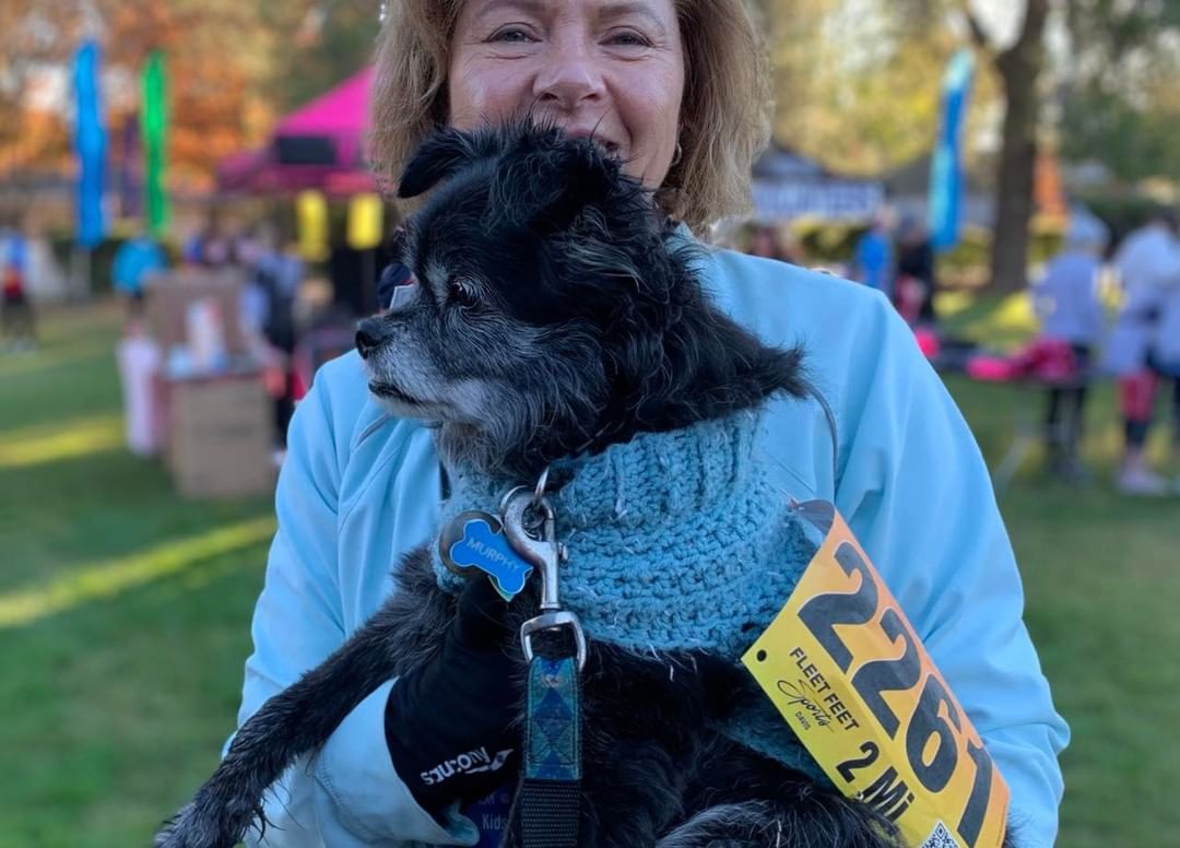Today at Davis Turkey Trot attending dogs in sweaters from @Crafters and Artisans for Rescued Animals