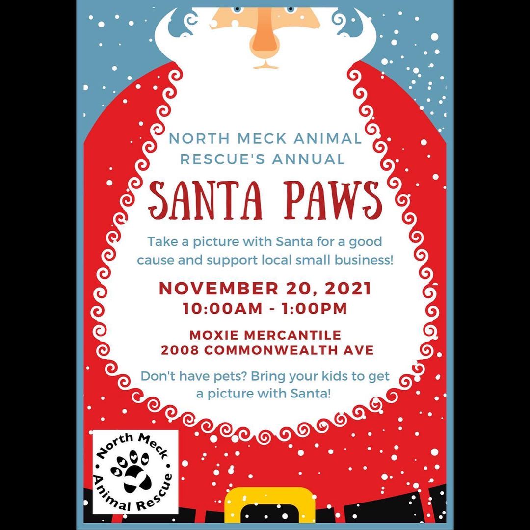 Today’s the day!!! We start at 10 at Moxie Mercantile in Plaza Midwood! Santa will be on site ready to take photos with your dogs and kids! 🎄