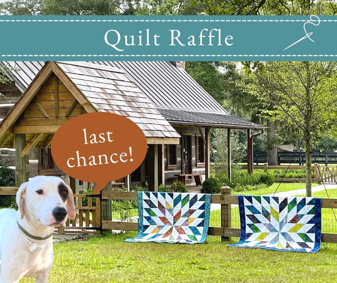 🧵🪡LAST CHANCE! 🪡🧵

Get your Quilt raffle tickets today by going to halliehill.com. Ticket sales close at 5pm today! Two chances to win - winners announced TOMORROW MORNING on @lowcountrylive !

All ticket sales go directly to the care of our animals 🐾❤