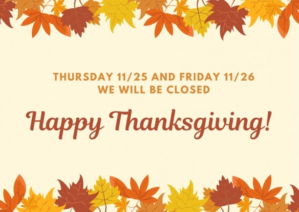 The shelter will be closed on Thursday and Friday in observance of Thanksgiving. 🍁 Happy Thanksgiving to all of our friends (two and four legged)!