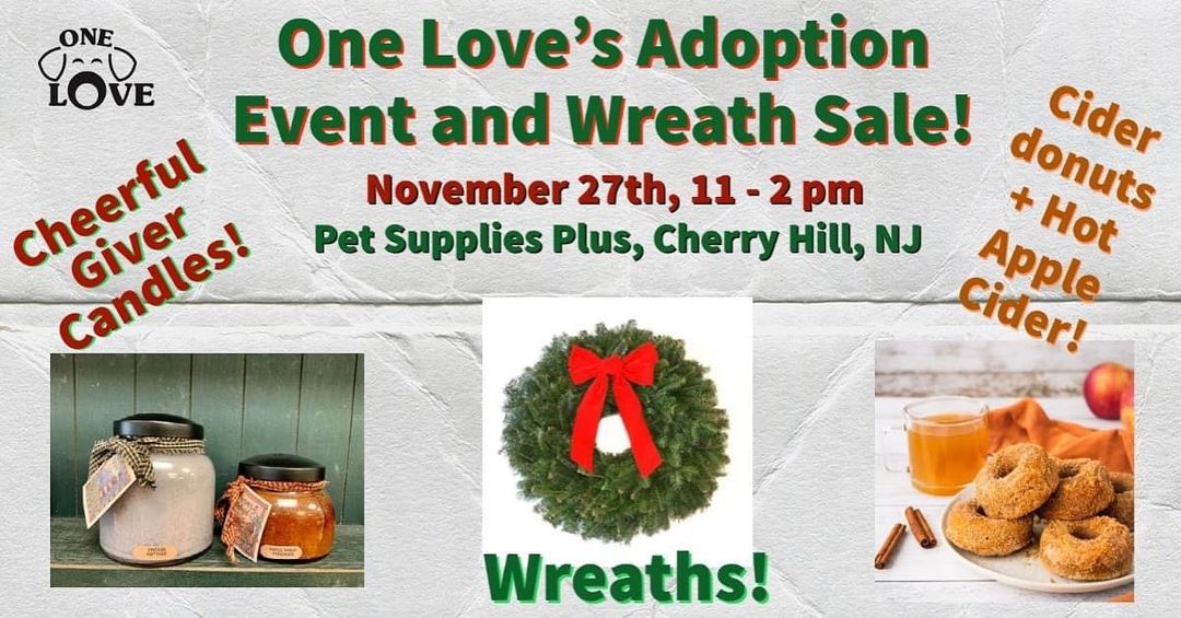 Come to Pet Supplies Plus between 11 and 2 to meet some super cute adoptables, pick up your wreath order (or buy one), enjoy some hot cider & donuts, and pick a holiday giving gift tag for one of our foster pets! Our 2022 50/50 Raffle Tickets are available for $5 each.  Last year's winner won over $10,000!