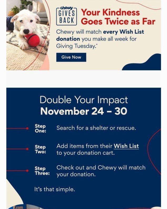 Our wonderful friends at Chewy are matching wishlist donations from now until November 30th. 

If you would like to send a little something to our rescued dogs or feral cat colony you can view our wishlist here: 

https://www.chewy.com/g/linda-blair-worldheart-foundation_b66711345<a target='_blank' href='https://www.instagram.com/explore/tags/wish/'>#wish</a>-list
or click link in bio

And thank you to @chewy for your support to animal rescues!

<a target='_blank' href='https://www.instagram.com/explore/tags/chewy/'>#chewy</a> <a target='_blank' href='https://www.instagram.com/explore/tags/wishlist/'>#wishlist</a> <a target='_blank' href='https://www.instagram.com/explore/tags/supportanimalrescue/'>#supportanimalrescue</a> <a target='_blank' href='https://www.instagram.com/explore/tags/GivingTuesday/'>#GivingTuesday</a> <a target='_blank' href='https://www.instagram.com/explore/tags/donationssavelives/'>#donationssavelives</a> <a target='_blank' href='https://www.instagram.com/explore/tags/yourdonationsmakeadifference/'>#yourdonationsmakeadifference</a> <a target='_blank' href='https://www.instagram.com/explore/tags/lindablairworldheartfoundation/'>#lindablairworldheartfoundation</a> <a target='_blank' href='https://www.instagram.com/explore/tags/dogrescue/'>#dogrescue</a> <a target='_blank' href='https://www.instagram.com/explore/tags/rescuedogs/'>#rescuedogs</a> <a target='_blank' href='https://www.instagram.com/explore/tags/feralcats/'>#feralcats</a> <a target='_blank' href='https://www.instagram.com/explore/tags/feralcatcolony/'>#feralcatcolony</a> <a target='_blank' href='https://www.instagram.com/explore/tags/thankyouforyoursupport/'>#thankyouforyoursupport</a>