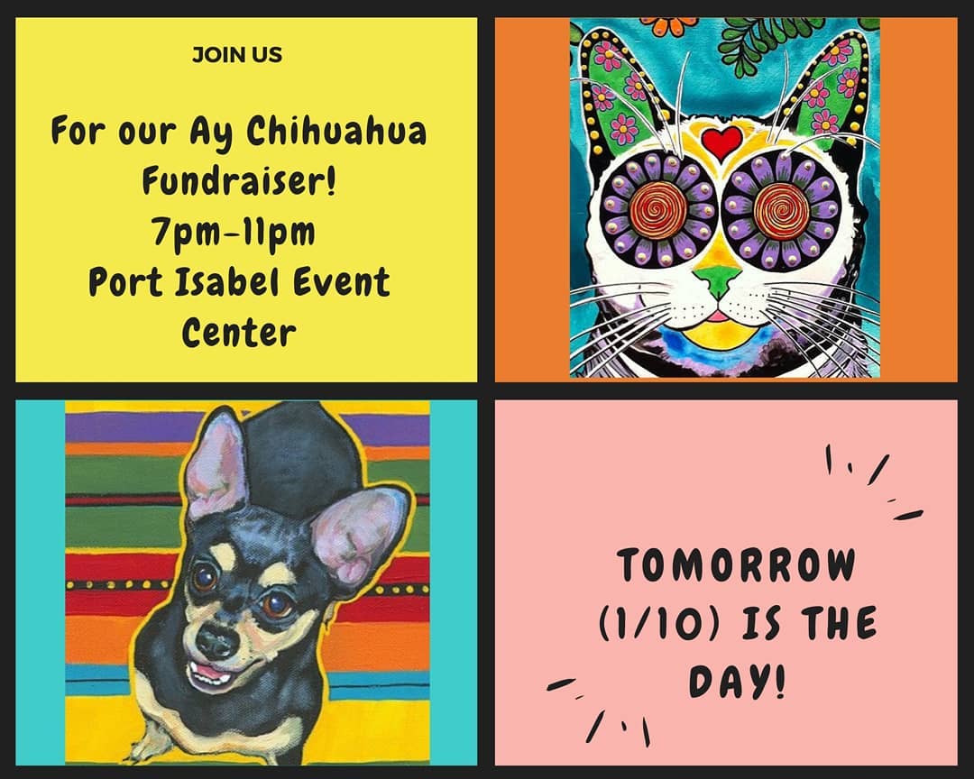 We hope you can join us tomorrow night for our 7th Annual Ay Chihuahua Fundraiser! Starts at 7 at the Port Isabel Event Center! Hope to see you there! <a target='_blank' href='https://www.instagram.com/explore/tags/beer/'>#beer</a> <a target='_blank' href='https://www.instagram.com/explore/tags/wine/'>#wine</a> <a target='_blank' href='https://www.instagram.com/explore/tags/margarita/'>#margarita</a> <a target='_blank' href='https://www.instagram.com/explore/tags/fundraiser/'>#fundraiser</a> <a target='_blank' href='https://www.instagram.com/explore/tags/rescueismyfavoritebreed/'>#rescueismyfavoritebreed</a> <a target='_blank' href='https://www.instagram.com/explore/tags/supportagoodcause/'>#supportagoodcause</a> <a target='_blank' href='https://www.instagram.com/explore/tags/portisabelevent/'>#portisabelevent</a> <a target='_blank' href='https://www.instagram.com/explore/tags/portisabeleventandculturalcenter/'>#portisabeleventandculturalcenter</a> <a target='_blank' href='https://www.instagram.com/explore/tags/portisabel/'>#portisabel</a>